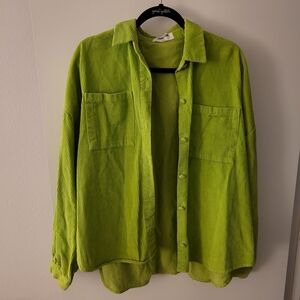 Double Zero Bright Green Corduroy Shirt Jacket